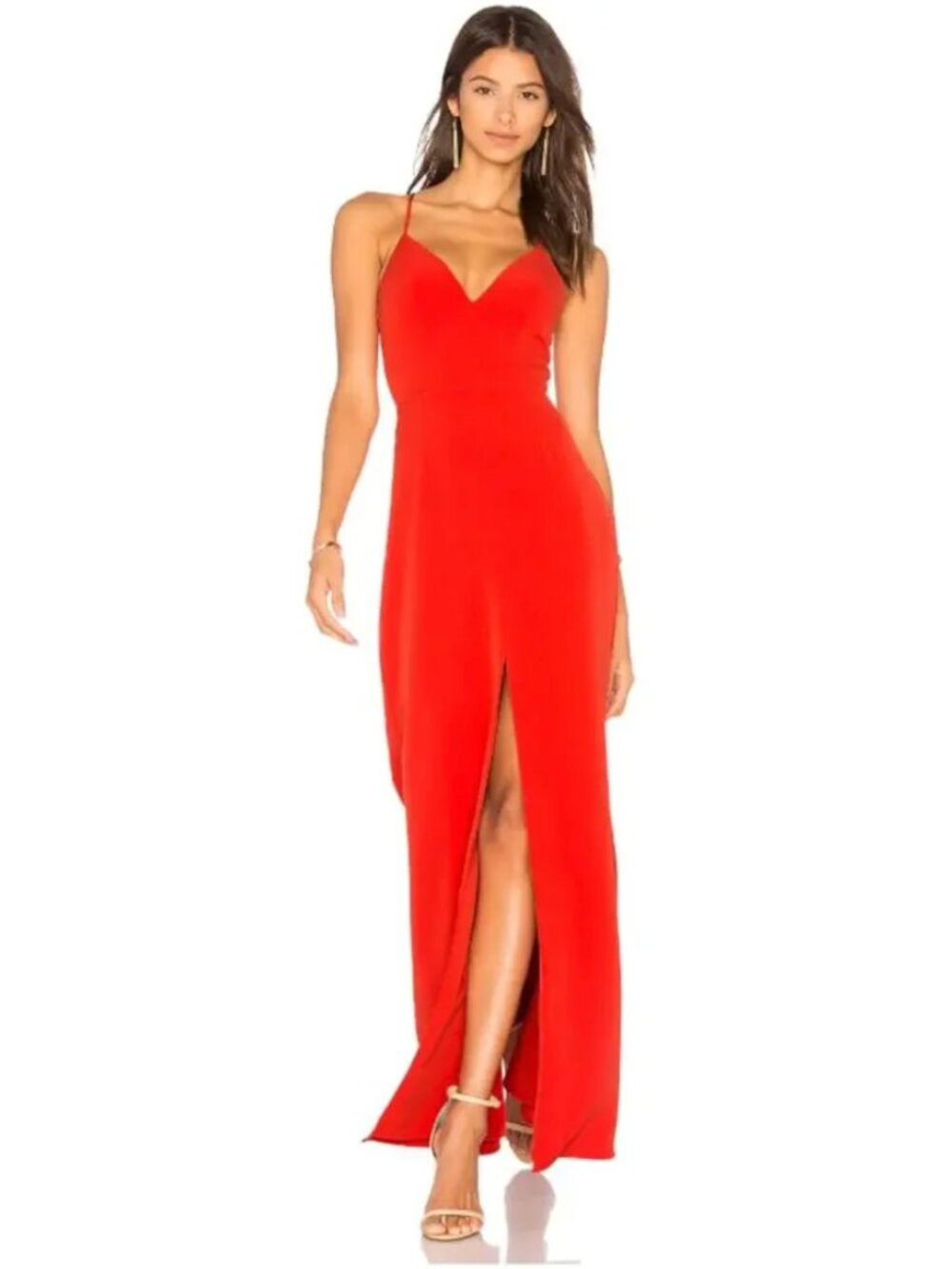 Lovers + Friends Helena Lace Back Gown Red Size 6